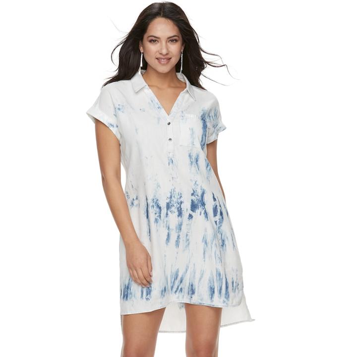 Women's Rock & Republic&reg; High-low Shirtdress, Size: Medium, Blue