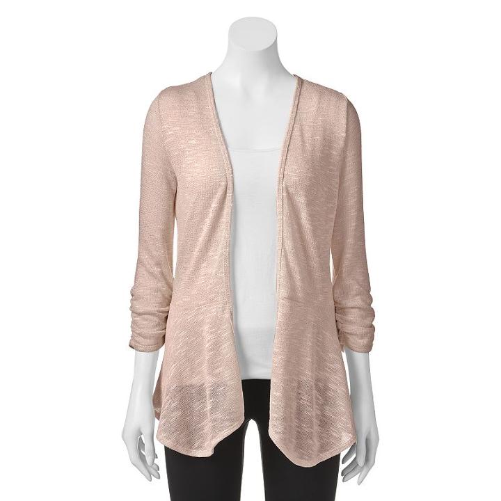 Juniors' Candie's&reg; Ruched Peplum Cardigan, Girl's, Size: Small, Lt Orange