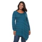 Plus Size Apt. 9&reg; Textured Asymmetric Hem Tunic Top, Women's, Size: 2xl, Turquoise/blue (turq/aqua)