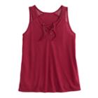 Girls Plus Size Mudd&reg; Lace-up Tank Top, Size: 12 1/2, Red