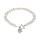 Dayna U Wisconsin Badgers Sterling Silver Freshwater Cultured Pearl Toggle Bracelet, Women's, Size: 8, White