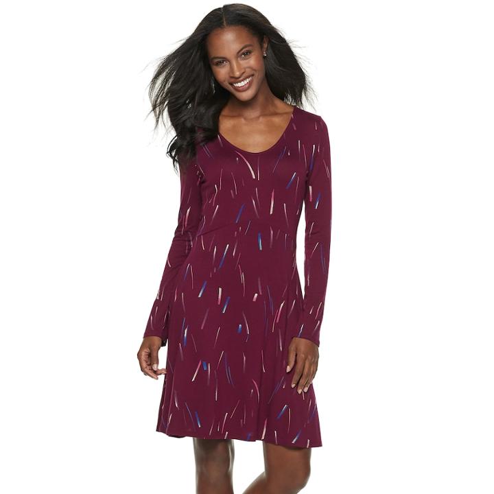 Women's Apt. 9&reg; Scoopneck Fit & Flare Dress, Size: Xs, Lt Purple