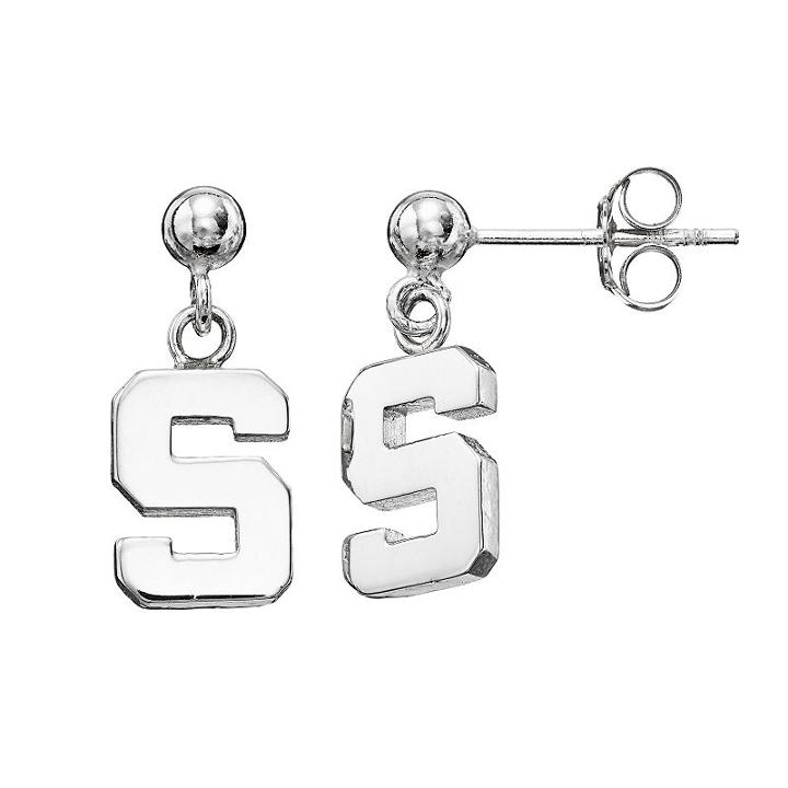 Dayna U Michigan State Spartans Sterling Silver Drop Earrings, Women's, Grey