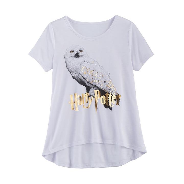 Girls 7-16 Harry Potter Hedwig Foil Graphic Tee, Size: Medium, White