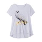 Girls 7-16 Harry Potter Hedwig Foil Graphic Tee, Size: Medium, White
