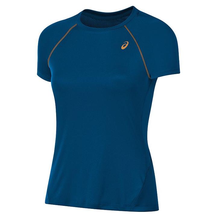 Women's Asics Short Sleeve Running Tee, Size: Xl, Dark Blue