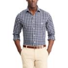 Men's Chaps Classic-fit Checked Performance Twill Button-down Shirt, Size: Xl, Blue (navy)