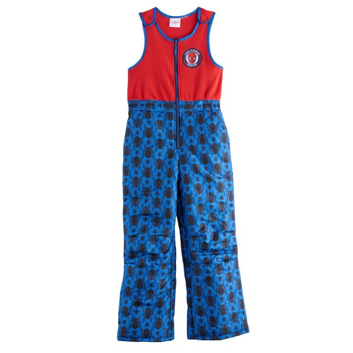Boys 4-7 Spiderman Snowbib, Size: 7, Blue