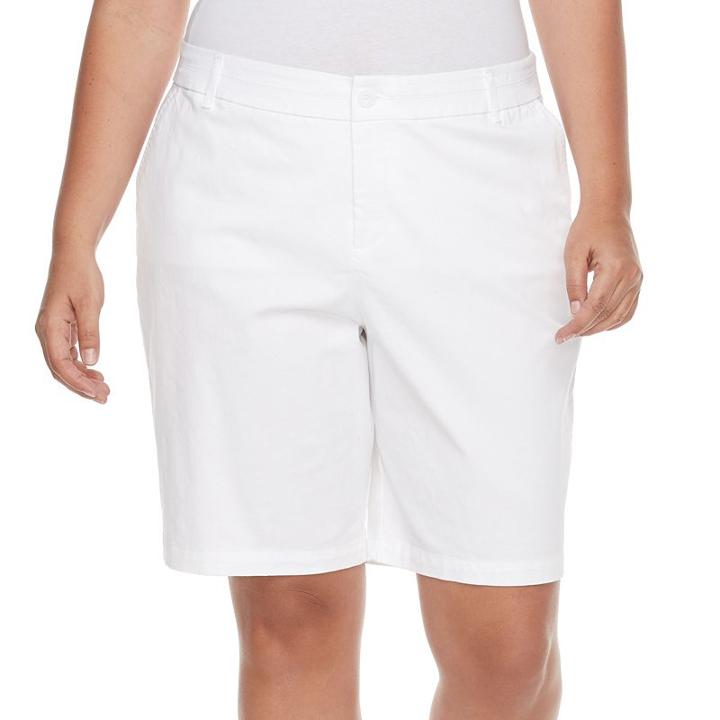 Plus Size Croft & Barrow&reg; Essential Twill Bermuda Shorts, Women's, Size: 22 W, White