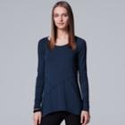 Women's Simply Vera Vera Wang Mixed-media Top, Size: Xs, Dark Blue