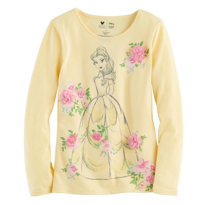 Disney's Beauty & The Beast Belle Girls 4-7 Glittery Rosette Graphic Tee By Jumping Beans&reg;, Size: 6x, Med Yellow