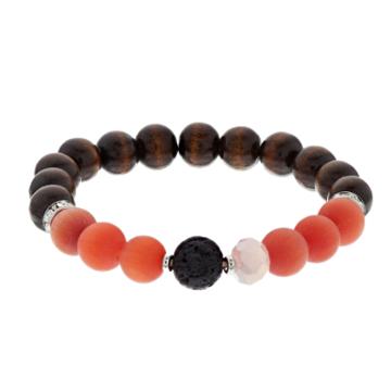Believe In Pink Glass & Wood Bead Lava Stone Essential Oil Bracelet, Women's, Multicolor