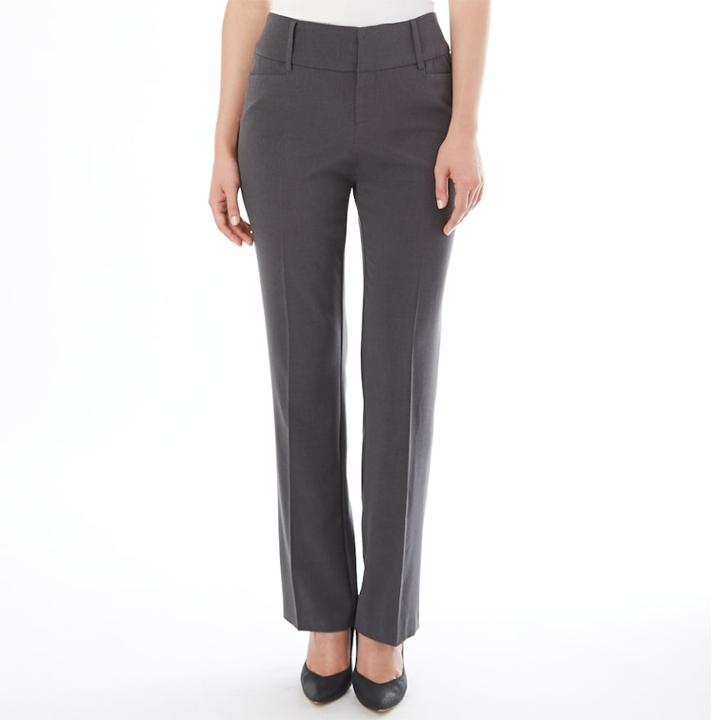 Petite Apt. 9&reg; Wide Waist Dress Pants, Women's, Size: 4 Petite, Dark Grey