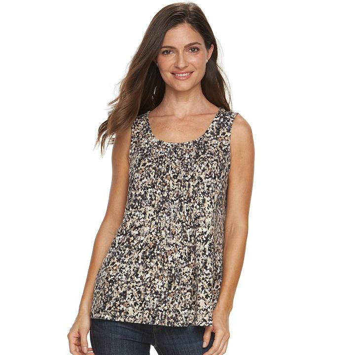 Women's Croft & Barrow Scoopneck Tank, Size: Small, Lt Beige