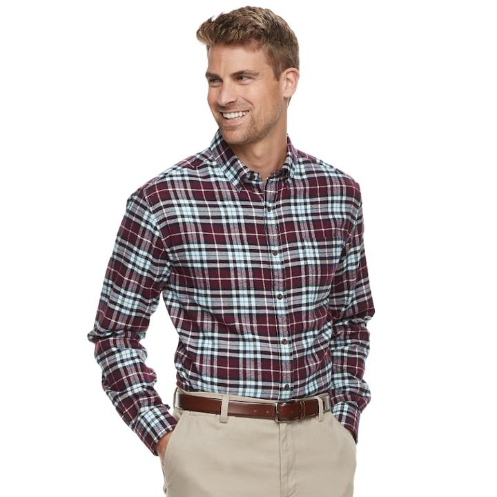Men's Croft & Barrow&reg; Classic-fit Patterned Flannel Button-down Shirt, Size: Xl, Drk Purple