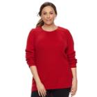 Plus Size Sonoma Goods For Life&trade; Pointelle Crewneck Sweater, Women's, Size: 2xl, Dark Red