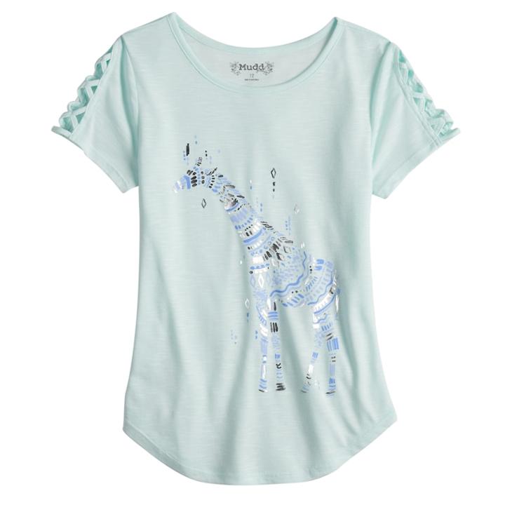 Girls 7-16 & Plus Size Mudd&reg; Strappy Graphic Tee, Size: 12 1/2, Light Blue