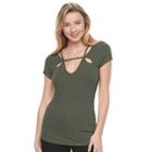 Juniors' Candie's&reg; Strappy Cutout Top, Girl's, Size: Medium, Green