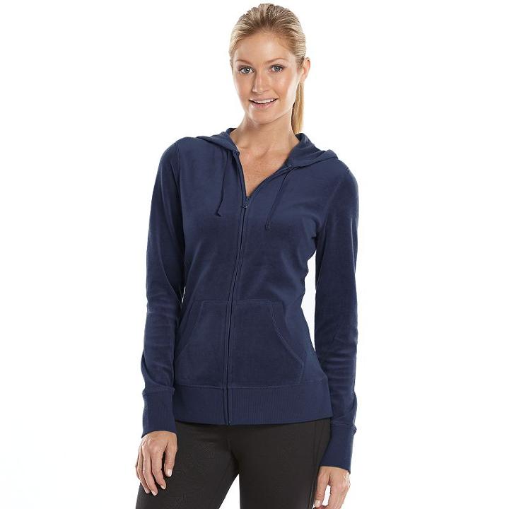 Women's Tek Gear&reg; Full-zip Velour Hoodie, Size: Small, Blue