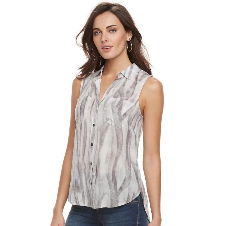 Women's Rock & Republic&reg; Split-back Shirt, Size: Medium, White