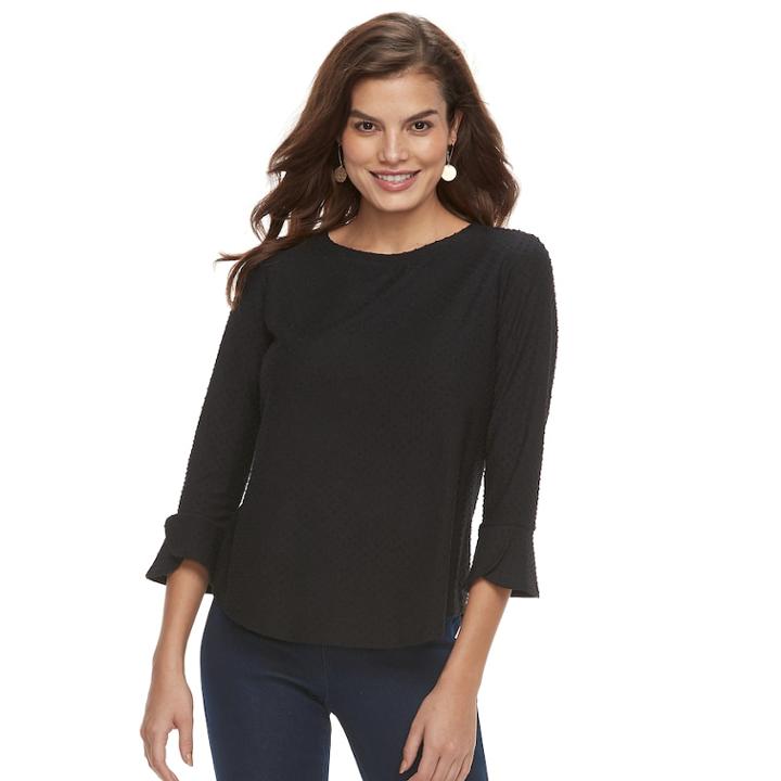 Women's Elle&trade; Clip-dot Tee, Size: Medium, Black