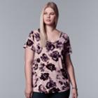 Plus Size Simply Vera Vera Wang Print Scoopneck Tee, Women's, Size: 3xl, Brt Red