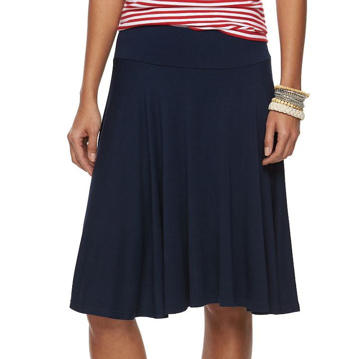 Women's Chaps A-line Skirt, Size: Small, Blue (navy)