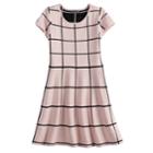 Girls 7-14 My Michelle Grid Pattern Sweater Dress, Size: Small, Light Pink