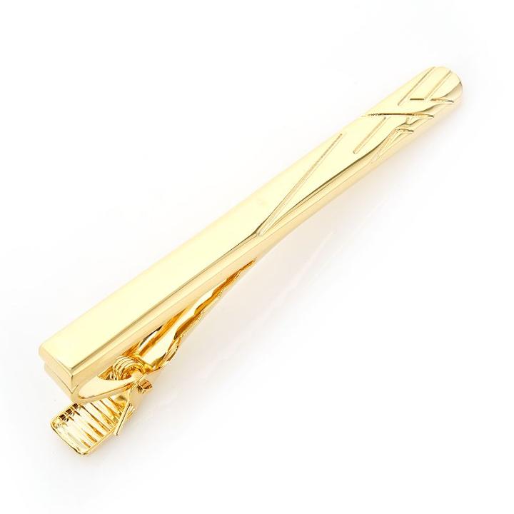 Gold Etched Lines Tie Bar, Men's, Multicolor