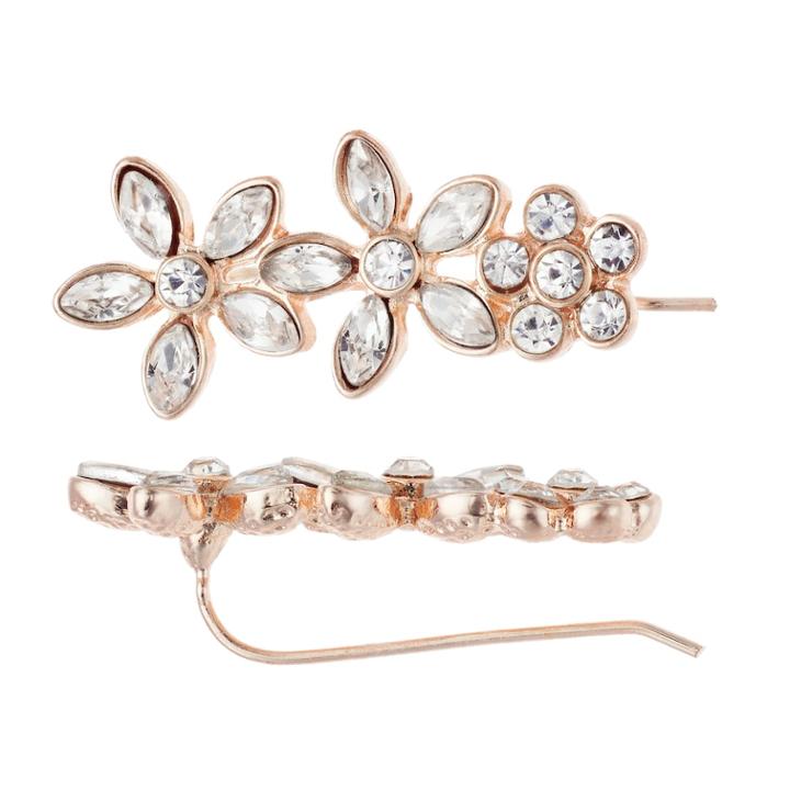Lc Lauren Conrad Simulated Crystal Triple Flower Earrings, Women's, Pink