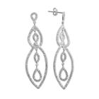 Sterling Silver 1/2-ct. T.w. Diamond Link Linear Drop Earrings, Women's, White