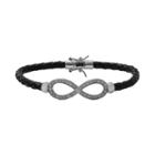 Sterling Silver And Leather 1/4-ct. T.w. Round-cut Diamond Infinity Bracelet, Women's, Size: 7.5, White