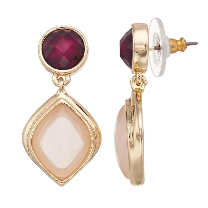 Dana Buchman Red & Pink Double Drop Earrings, Women's, Multicolor
