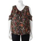 Juniors' Plus Size Iz Byer California Floral Cold Shoulder Top, Teens, Size: 2xl, Ovrfl Oth