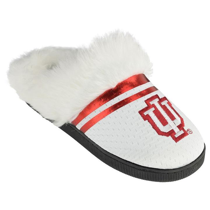 Women's Indiana Hoosiers Plush Slippers, Size: Xl, White