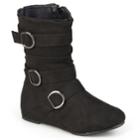 Journee Sarena Girls' Midcalf Slouch Boots, Size: 13, Black