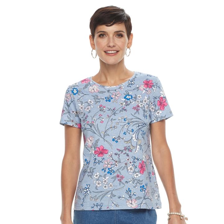Women's Croft & Barrow&reg; Essential Crewneck Tee, Size: Xl, Light Blue