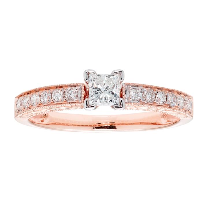 14k Gold Igl Certified Princess Cut 1/2 Carat T.w. Diamond Engagement Ring, Women's, Size: 5.50, White