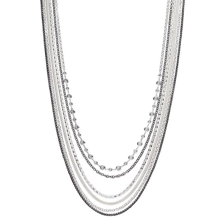 Jennifer Lopez Two Tone Multi Strand Necklace, Women's, Silver