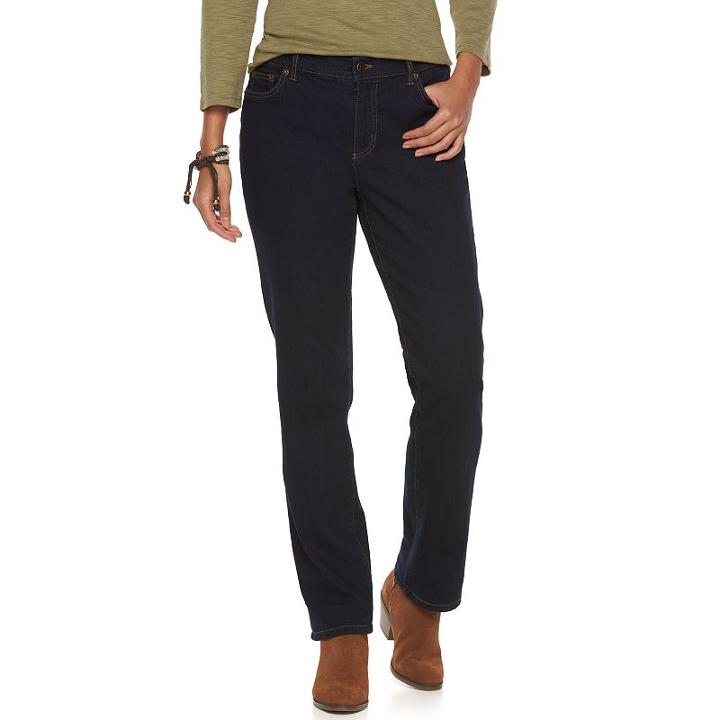 Petite Chaps Curvy Fit Straight-leg Jeans, Women's, Size: 16p-short, Blue