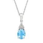 Diamore Blue Topaz & Diamond Accent Sterling Silver Pendant Necklace, Women's
