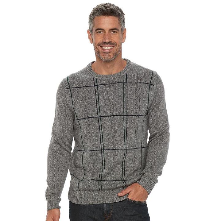 Men's Croft & Barrow&reg; Classic-fit Crewneck Sweater, Size: Medium, Silver