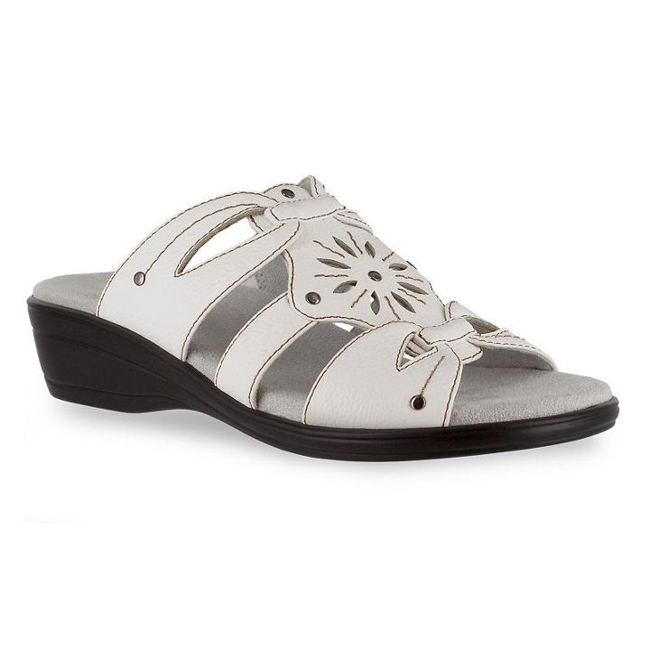 Easy Street Raelyn Women's Wedge Sandals, Size: 6 Ww, White