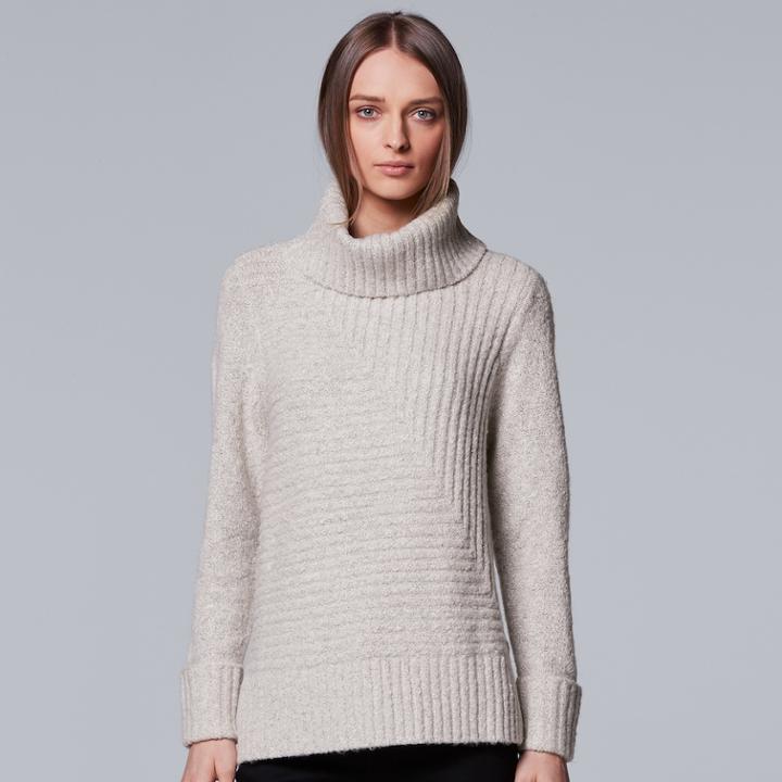 Petite Simply Vera Vera Wang Metallic Turtleneck Sweater, Women's, Size: L Petite, Silver