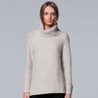 Petite Simply Vera Vera Wang Metallic Turtleneck Sweater, Women's, Size: L Petite, Silver