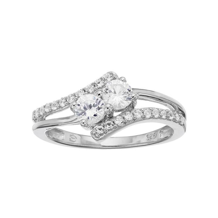 Sterling Silver Lab-created White Sapphire 2-stone Ring, Women's, Size: 8