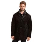 Men's Excelled Double-collar Suede Jacket, Size: Medium, Black