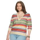 Plus Size Chaps Striped Lace-up Sweater, Women's, Size: 2xl, Pink Ovrfl