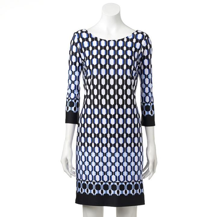 Women's Ab Studio Geometric Shift Dress, Size: Regular, Ovrfl Oth