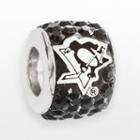 Logoart Pittsburgh Penguins Sterling Silver Crystal Logo Bead - Made With Swarovski Crystals, Women's, Black